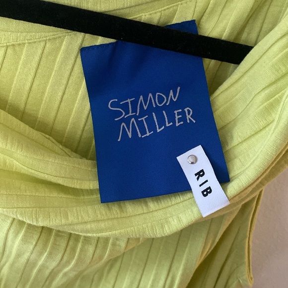 Simon Miller Boge Ribbed One-Shoulder Slit Body-Con Dress Yellow Green NWT S - Picture 6 of 8